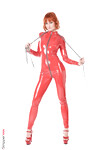 Dolly Dyson se masturbe dans un ensemble en latex